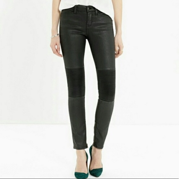 Madewell Denim - Madewell skinny skinny black wax moto jeans, 25